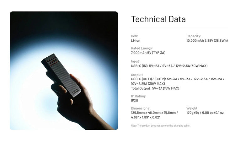 Powerbank Nitecore CARBO 10000 Gen2 - 10 000mAh - Charge rapide 30W - Ultra-légère - Orange  NYCTALOPE  