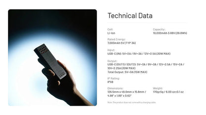 Powerbank Nitecore CARBO 10000 Gen2 - 10 000mAh - Charge rapide 30W - Ultra-légère - Orange  NYCTALOPE  