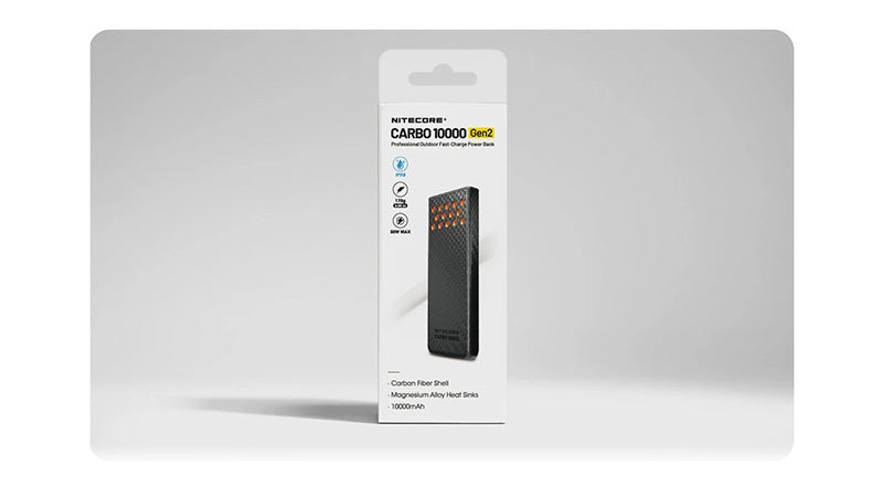 Powerbank Nitecore CARBO 10000 Gen2 - 10 000mAh - Charge rapide 30W - Ultra-légère - Orange  NYCTALOPE  