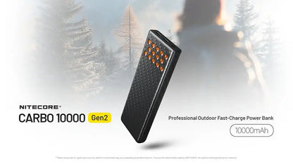 Powerbank Nitecore CARBO 10000 Gen2 - 10 000mAh - Charge rapide 30W - Ultra-légère  NYCTALOPE  