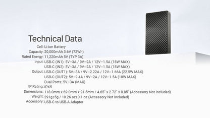 Powerbank Nitecore NB20000 GEN3 - 20 000mAh  NYCTALOPE  
