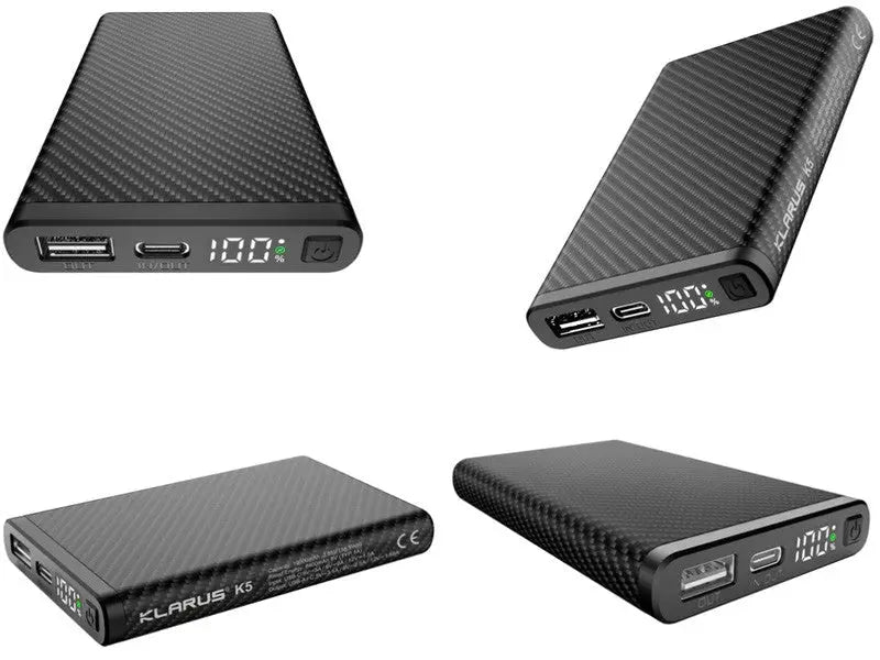 Powerbank batterie Klarus K5 - 10 000 mAh Ultraléger Fibre de Carbone  NYCTALOPE  