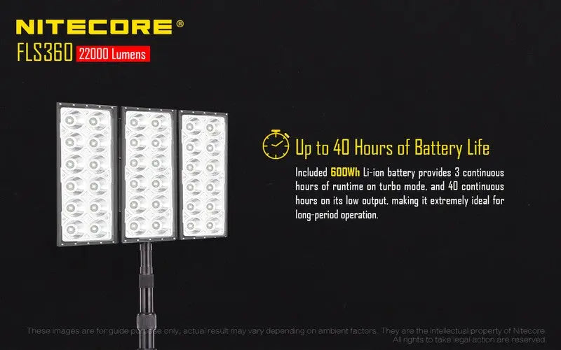 Projecteur de chantier grande zone Nitecore FLS360 – 22000 Lumens  NYCTALOPE  
