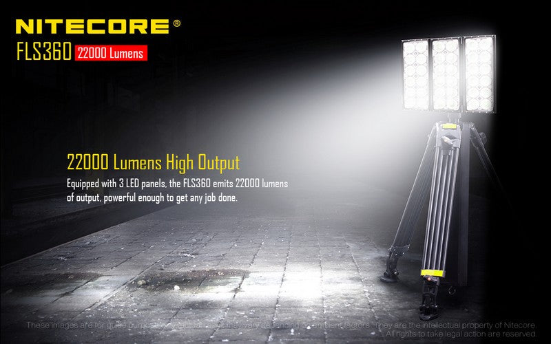 Projecteur de chantier grande zone Nitecore FLS360 – 22000 Lumens  NYCTALOPE  