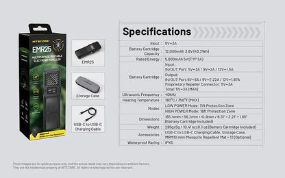 Répulsif Anti-Moustique Électrique Nitecore EMR25 - Multi-fonctions - Écran OLED - Batterie Externe 12000mAh  NYCTALOPE  
