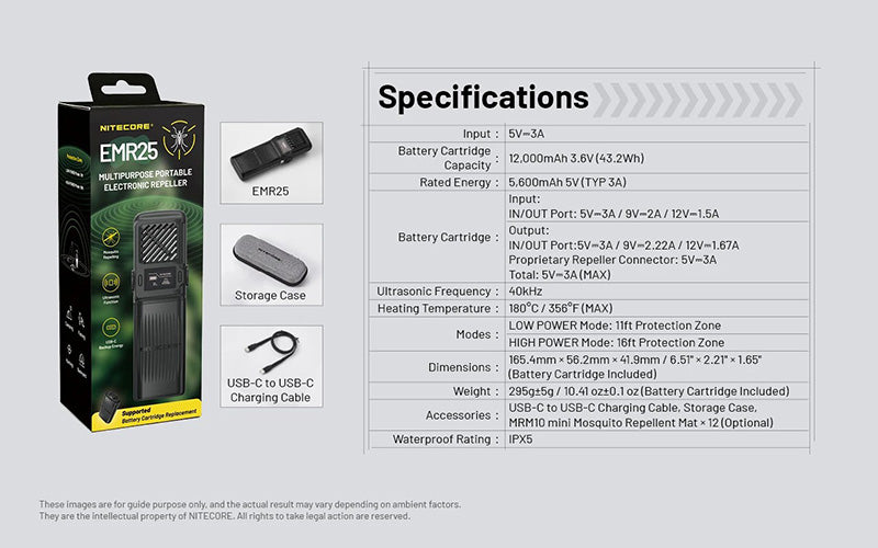 Répulsif Anti-Moustique Électrique Nitecore EMR25 - Multi-fonctions - Écran OLED - Batterie Externe 12000mAh Nitecore
