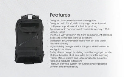 Sac à dos Imperméable Nitecore BP23 – 23L – Polyester 600D  NYCTALOPE  