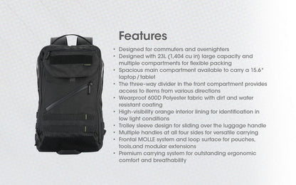 Sac à dos Imperméable Nitecore BP23 – 23L – Polyester 600D  NYCTALOPE  