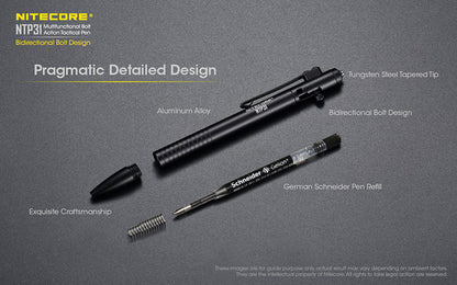 Stylo Tactique Nitecore NTP31 - Brise-vitre - Autodéfense  NYCTALOPE  