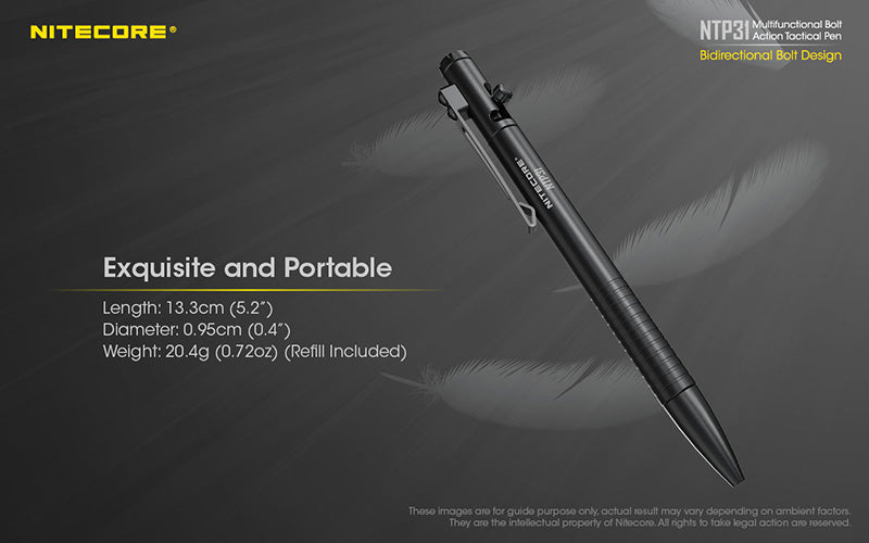 Stylo Tactique Nitecore NTP31 - Brise-vitre - Autodéfense  NYCTALOPE  
