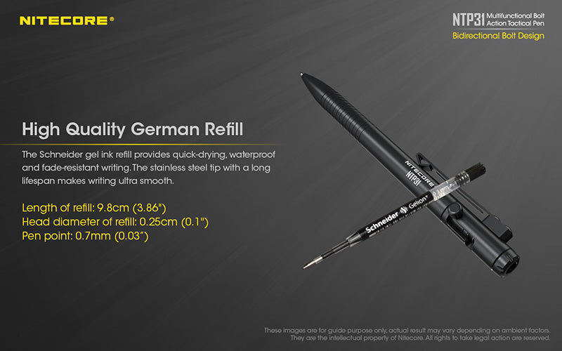 Stylo Tactique Nitecore NTP31 - Brise-vitre - Autodéfense  NYCTALOPE  