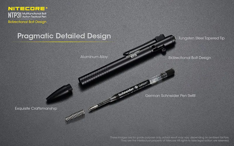 Stylo Tactique Nitecore NTP31 - Brise-vitre - Autodéfense  NYCTALOPE  