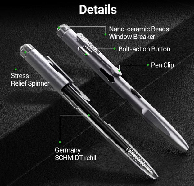 Nextorch NP11 Ti - Stylo tactique de sécurité avec brise vitre - Titane - NYCTALOPE