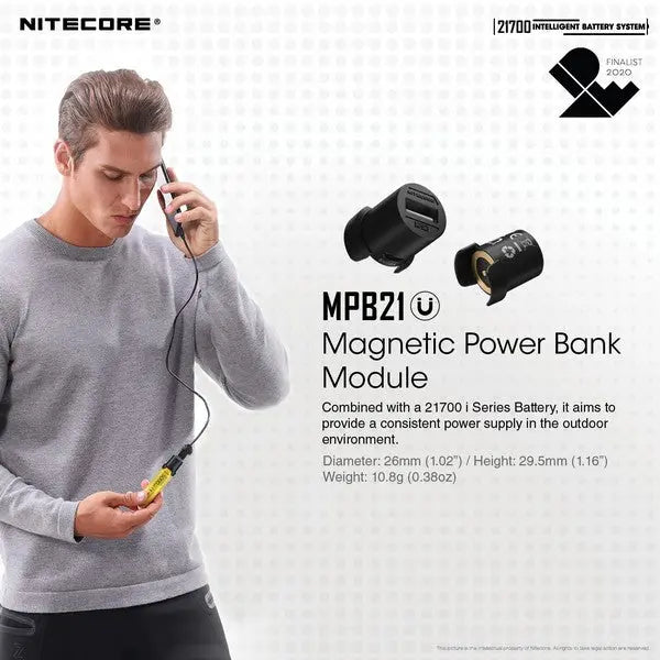 Système Intelligent Nitecore 21700SET – 5000mAh Power Bank + Lanterne - NYCTALOPE