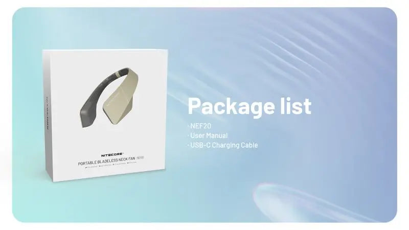Ventilateur de cou portable Nitecore NEF20 – capacité 4000 mAh – Rechargeable USB-C  NYCTALOPE  