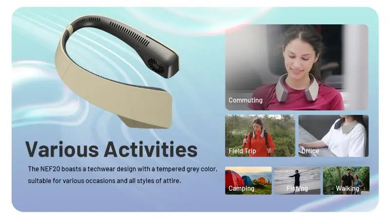 Ventilateur de cou portable Nitecore NEF20 – capacité 4000 mAh – Rechargeable USB-C  NYCTALOPE  