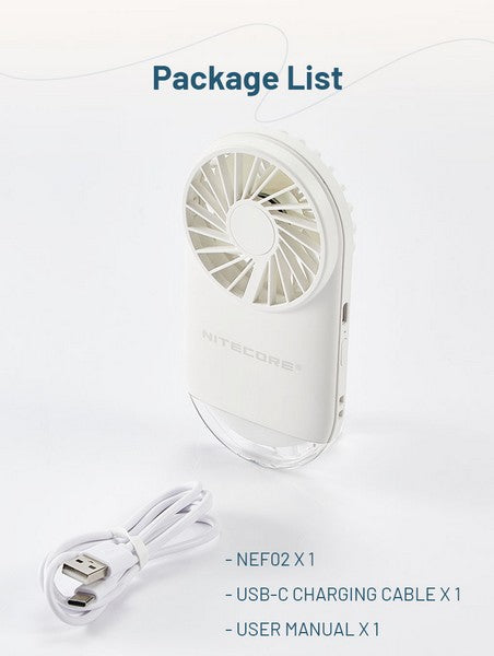 Ventilateur de poche multifonctions Nitecore NEF02 - rechargeable avec lumière d'appoint