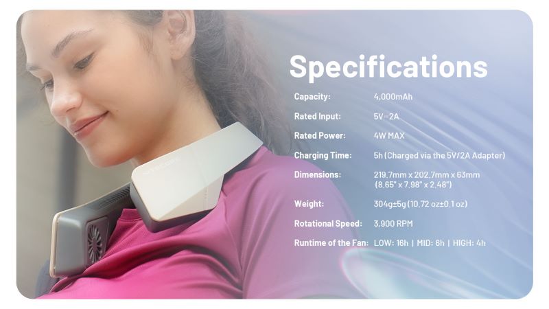 Ventilateur de cou portable Nitecore NEF20 – capacité 4000 mAh – Rechargeable USB-C Nitecore