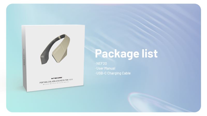 Ventilateur de cou portable Nitecore NEF20 – capacité 4000 mAh – Rechargeable USB-C Nitecore