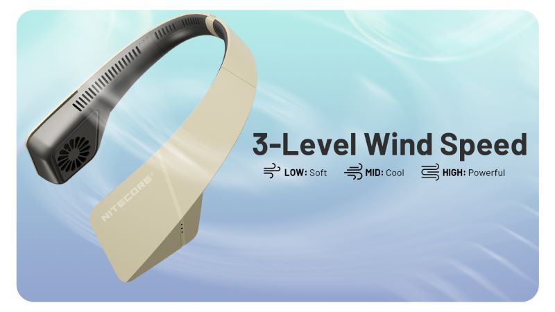 Ventilateur de cou portable Nitecore NEF20 – capacité 4000 mAh – Rechargeable USB-C