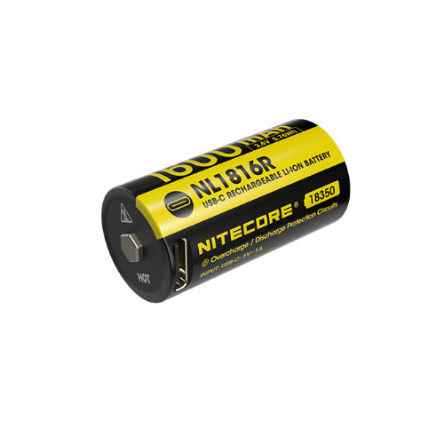 Batterie Nitecore NL1816R 18350 rechargeable USB-C - 1600mAh 3.6V protégée Li-ion  NYCTALOPE  