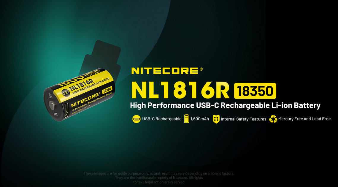 Batterie Nitecore NL1816R 18350 rechargeable USB-C - 1600mAh 3.6V protégée Li-ion  NYCTALOPE  