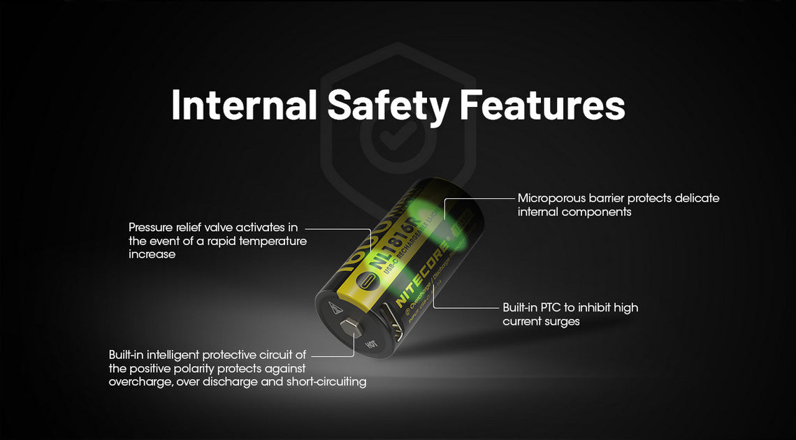 Batterie Nitecore NL1816R 18350 rechargeable USB-C - 1600mAh 3.6V protégée Li-ion  NYCTALOPE  