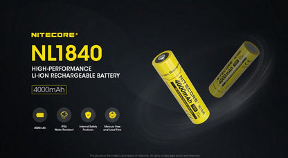 Batterie Nitecore NL1840 18650 - 4000mAh 3.6V protégée Li-ion  NYCTALOPE  