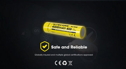 Batterie Nitecore NL1840 18650 - 4000mAh 3.6V protégée Li-ion  NYCTALOPE  
