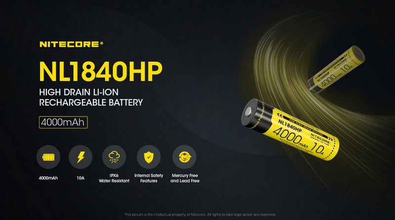 Batterie Nitecore NL1840HP 18650 - 4000mAh 3.6V protégée Li-ion  NYCTALOPE  