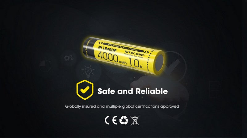 Batterie Nitecore NL1840HP 18650 - 4000mAh 3.6V protégée Li-ion  NYCTALOPE  