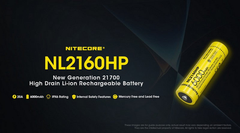 Batterie Nitecore NL2160HP 21700 - 6000mAh 3.6V - protégée Li-ion  NYCTALOPE  