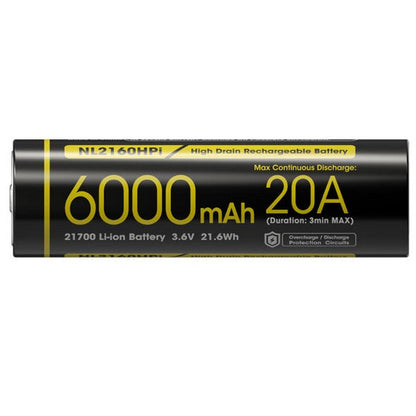 Batterie Nitecore NL2160HPi 21700 - 6000mAh 3.6V - protégée Li-ion  NYCTALOPE  
