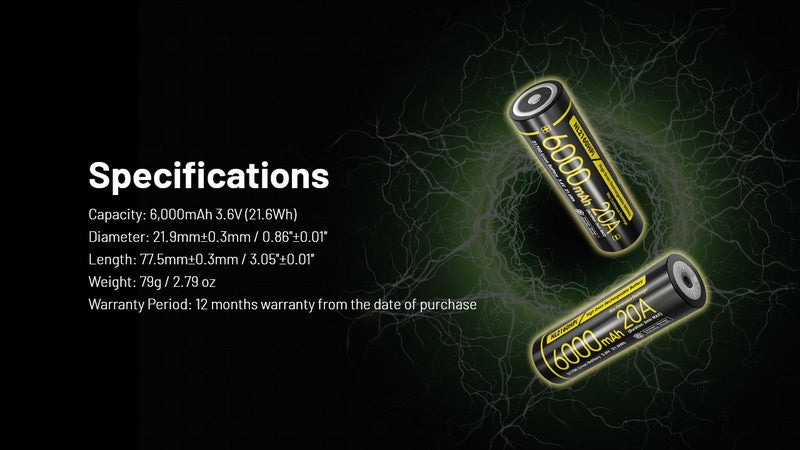 Batterie Nitecore NL2160HPi 21700 - 6000mAh 3.6V - protégée Li-ion