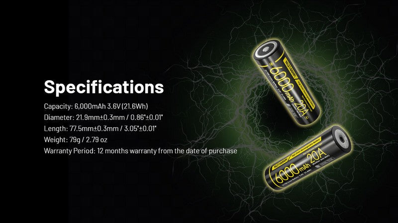 Batterie Nitecore NL2160HPi 21700 - 6000mAh 3.6V - protégée Li-ion  NYCTALOPE  