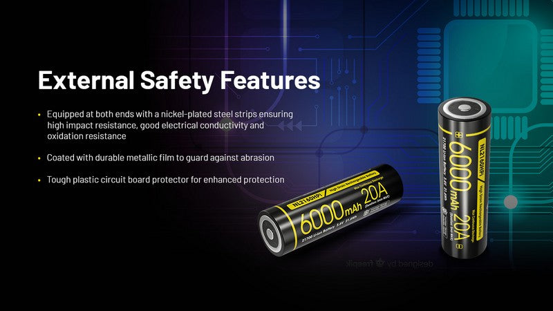 Batterie Nitecore NL2160HPi 21700 - 6000mAh 3.6V - protégée Li-ion  NYCTALOPE  