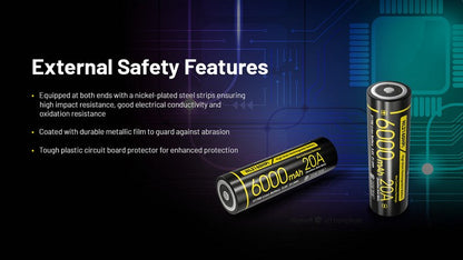 Batterie Nitecore NL2160HPi 21700 - 6000mAh 3.6V - protégée Li-ion  NYCTALOPE  