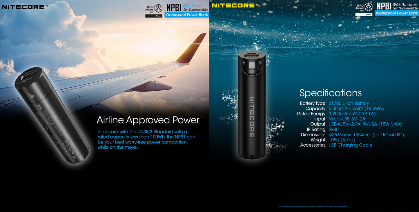 Powerbank Nitecore NPB1 - 5000mAh  NYCTALOPE  