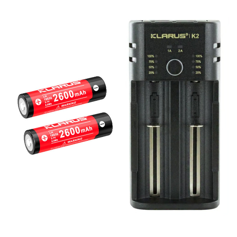 Chargeur Klarus K2 USB, 2 baies Powerbank Li-ion, Ni-MH, Ni-Cd et LiFePO4 Klarus