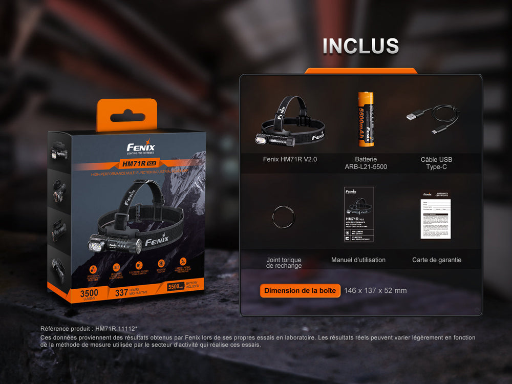 Fenix HM71R V2.0 - Lampe frontale rechargeable - 3500 lumens