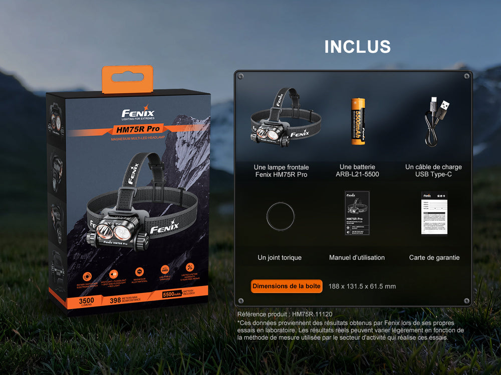 Fenix HM75R PRO - Lampe frontale à led multiples - 3500 lumens