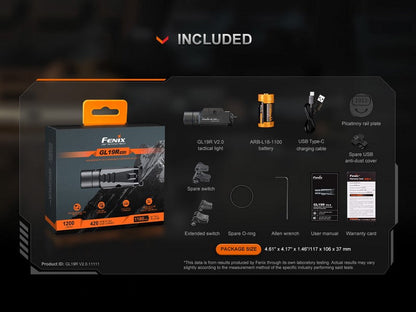 Lampe pour arme Fenix GL19R V2.0 – 1200 Lumens  NYCTALOPE  