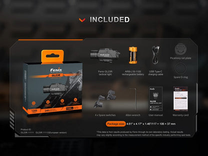 Lampe pour arme Fenix GL23R – 1200 Lumens avec laser vert rechargeable  NYCTALOPE  