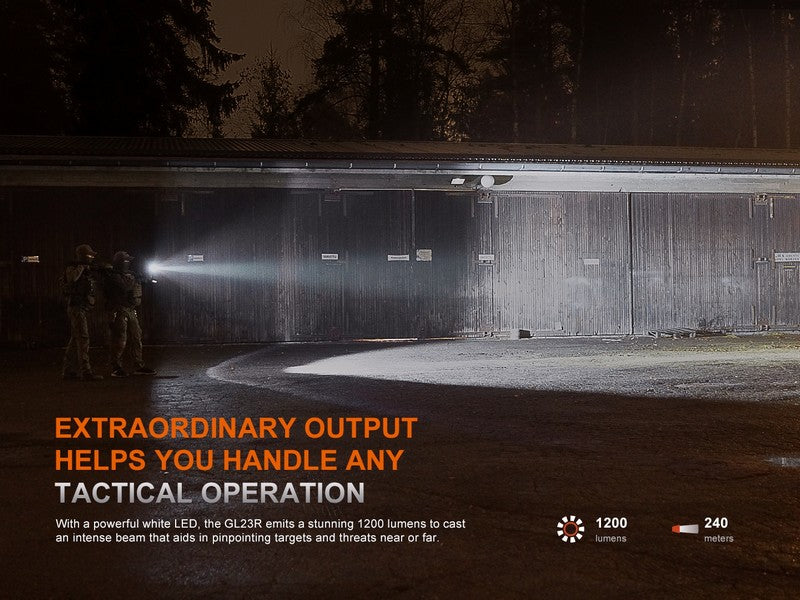 Lampe pour arme Fenix GL23R – 1200 Lumens avec laser vert rechargeable  NYCTALOPE  
