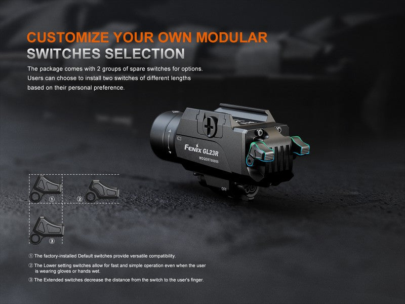 Lampe pour arme Fenix GL23R – 1200 Lumens avec laser vert rechargeable  NYCTALOPE  