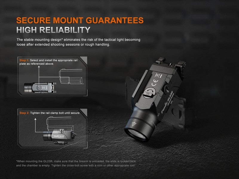 Lampe pour arme Fenix GL23R – 1200 Lumens avec laser vert rechargeable  NYCTALOPE  