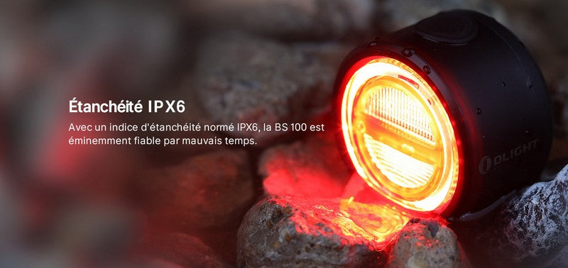 Lampe arrière pour Vélo et VTT Olight  BS100 - 100 Lumens  NYCTALOPE  