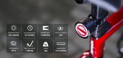 Lampe arrière pour Vélo et VTT Olight  BS100 - 100 Lumens  NYCTALOPE  