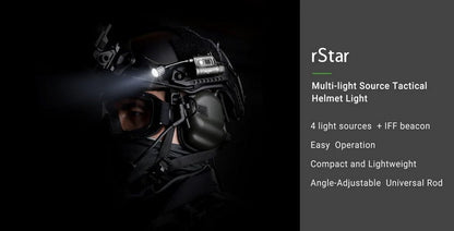 Lampe de casque tactique Nextorch rStar - 80 Lumens - sources de lumière multiples  NYCTALOPE  