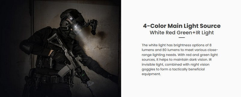 Lampe de casque tactique Nextorch rStar - 80 Lumens - sources de lumière multiples  NYCTALOPE  